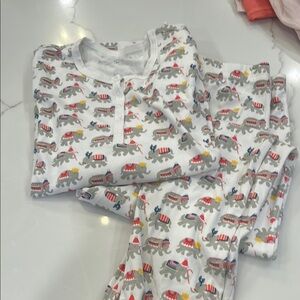 Kids Elephant Print Pajamas - White and Gray
